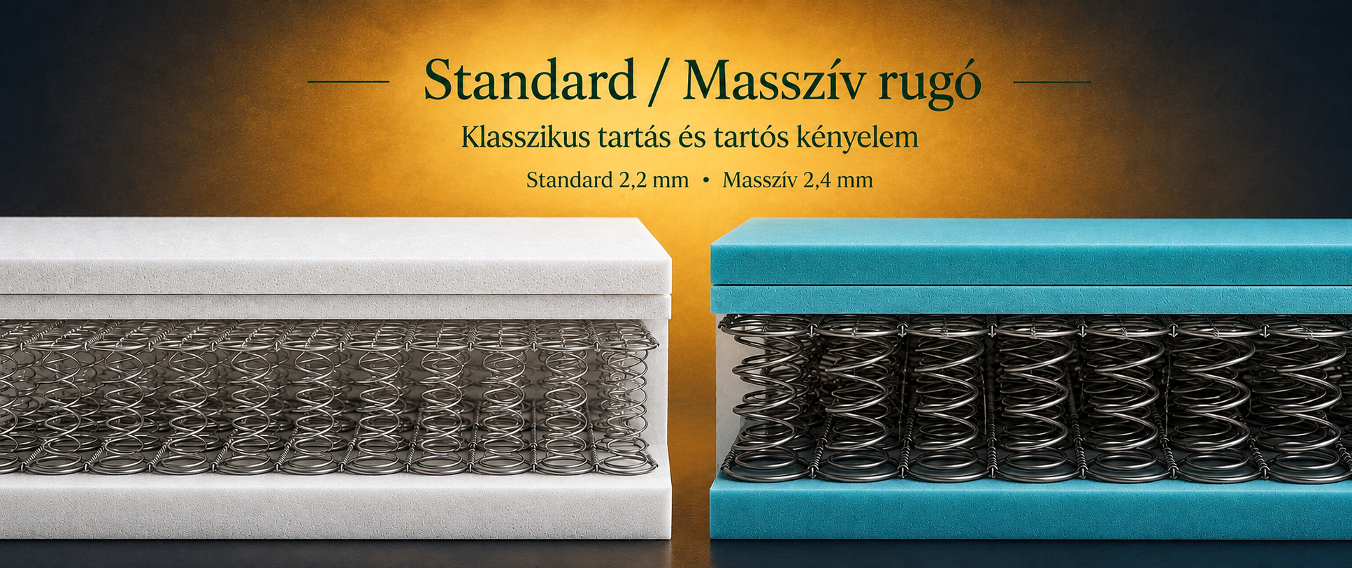 Standard / Masszív Bonnell rugó: klasszikus tartás, kétféle terhelhetőség