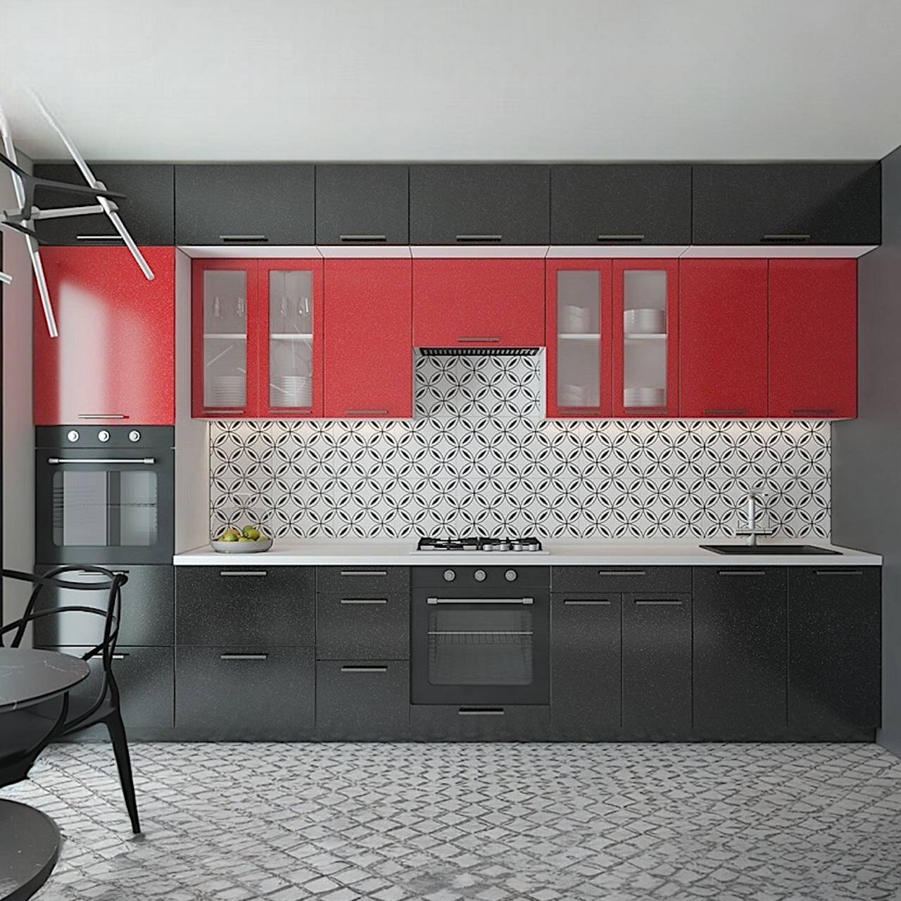 Grace konyha - Black Galaxy Gloss, Red Pearl Gloss