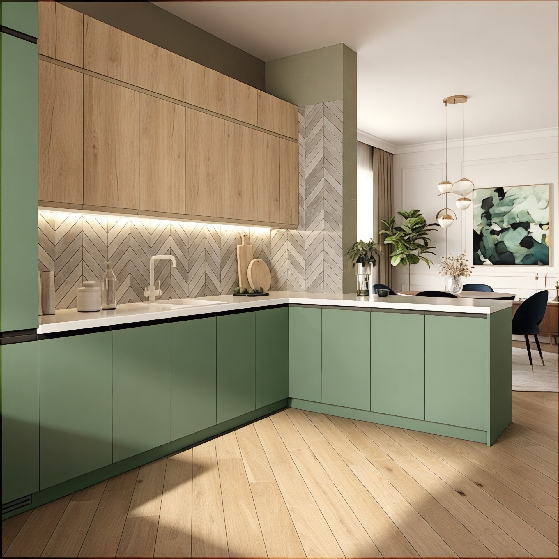 Gina konyhabútor - Royal - tölgy, Smoky green