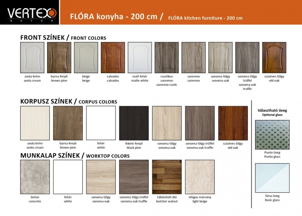 Arch 200 konyhabútor MDF fronttal, barna fenyő (egy, vagy két medencés)