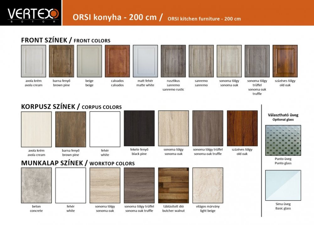 Quad 200 konyhabútor MDF fronttal,sanremo (egy-, vagy kétmedencés)