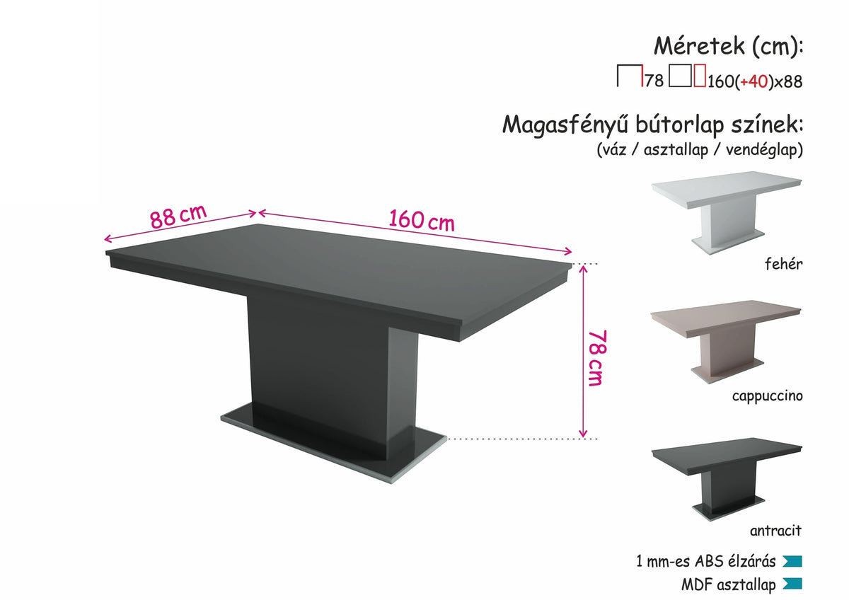 Victoria magasfényű asztal